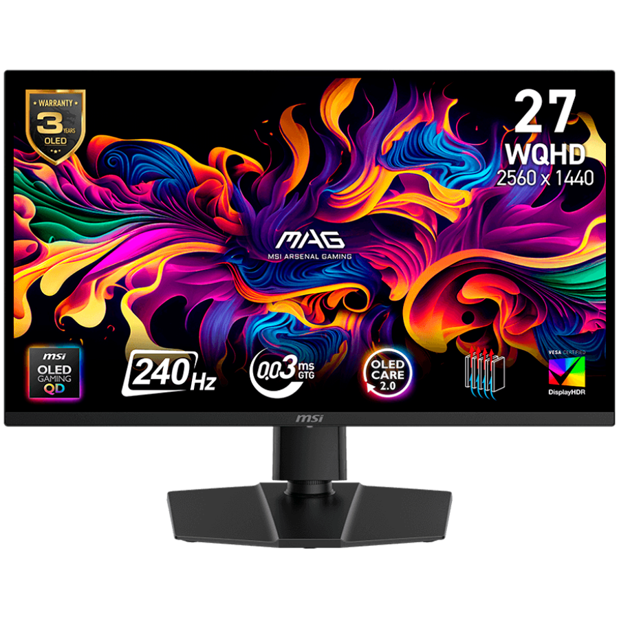 Gaming Monitor MSI MAG 273QP QD-OLED X24 (26.5", qd-oled, 240hz, wqhd, 2560x1440, 0.03ms, 1000 nits, displayhdr true black 400, 2x hdmi, 1x dp)-0