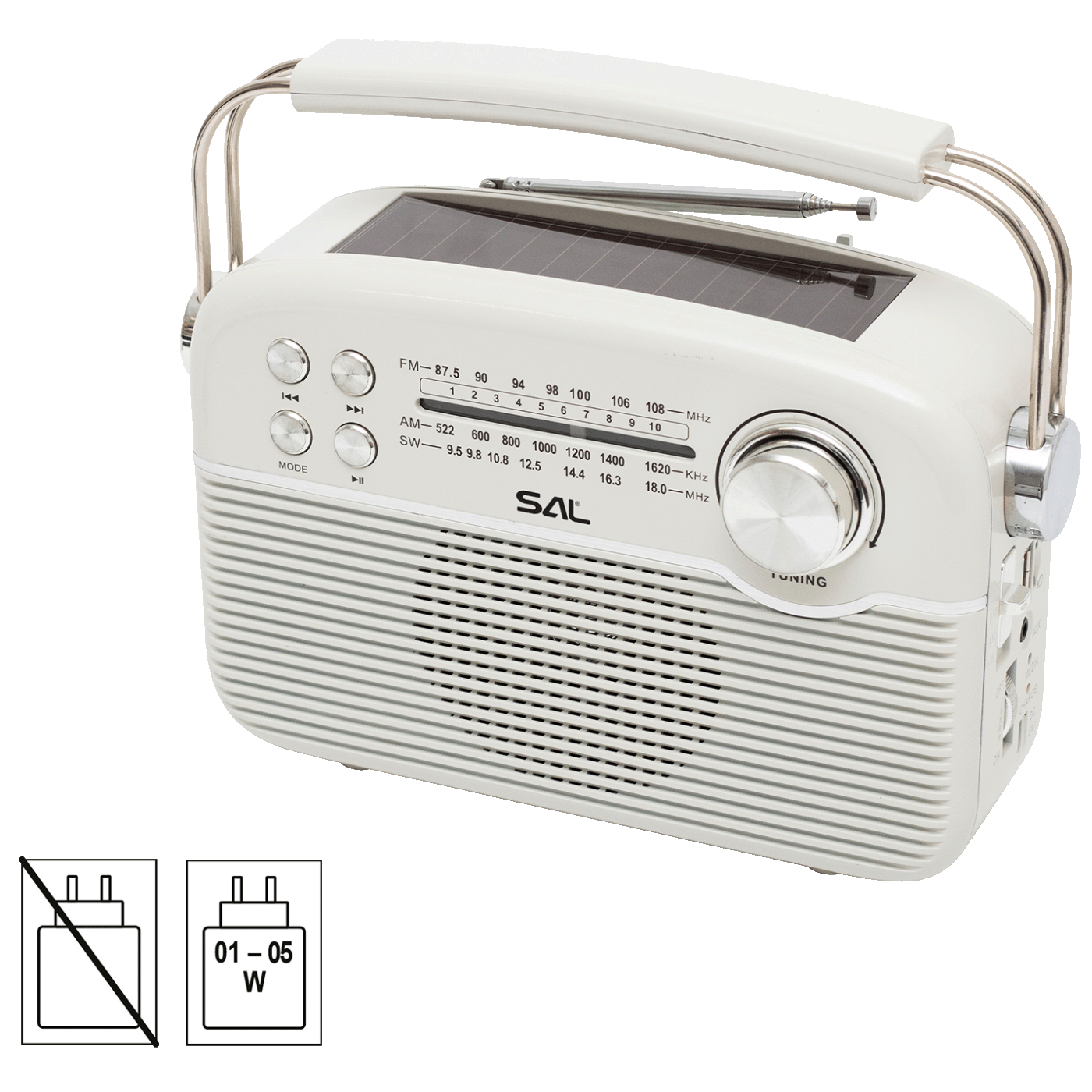 SAL Radio prijemnik sa solarnim napajanjem, FM-AM-SW, Bluetooth - RPR9-0
