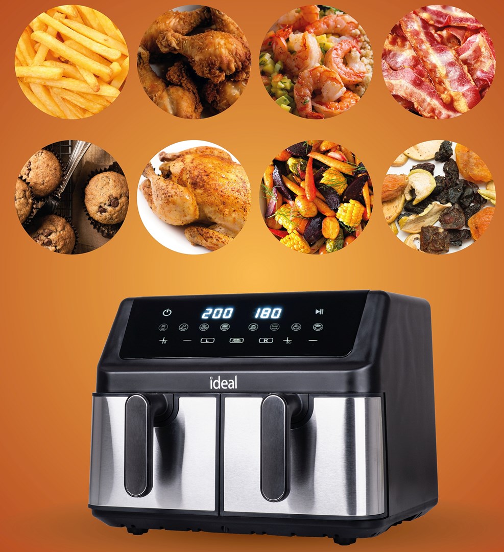 IDEAL Fat-free fryer, double horizontal 9L, 8 functions - including food drying-2