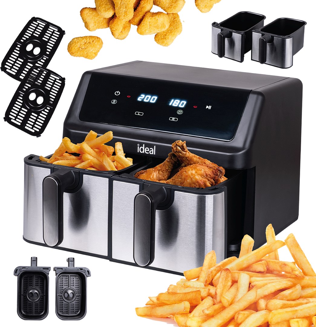 IDEAL Fat-free fryer, double horizontal 9L, 8 functions - including food drying-3