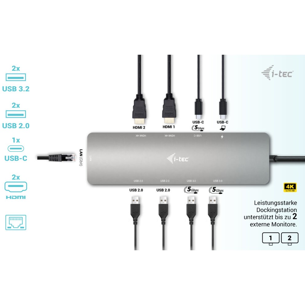 Docking Station I-TEC USB-C METAL NANO 2X HDMI + PD 100W-3