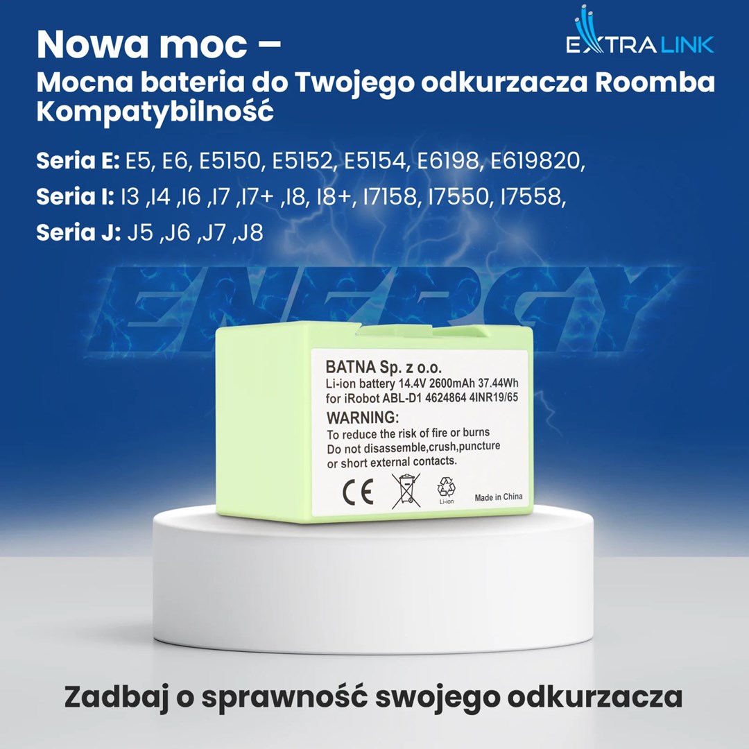 Baterija EXTRALINK za iRobot Roomba E5/E6/i7 (14.4V, 2600mAh)-13