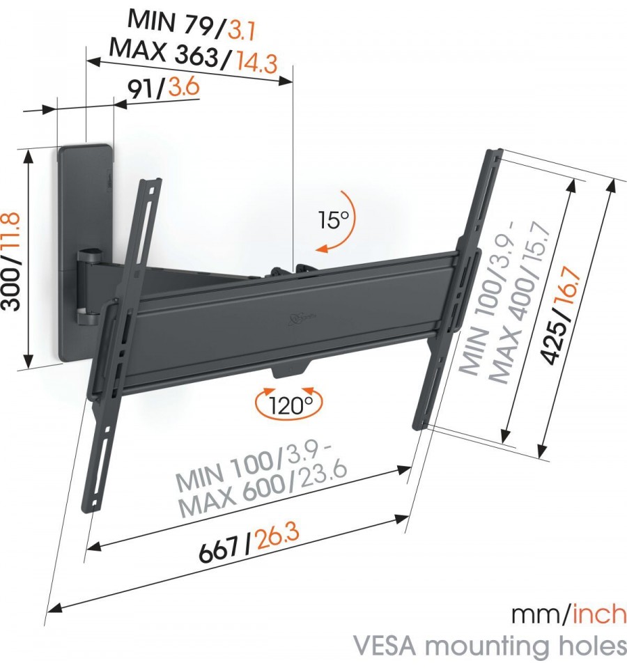 Zidni nosač za TV TVM 1623 (40" - 77", nagib 15, do 35kg)-1