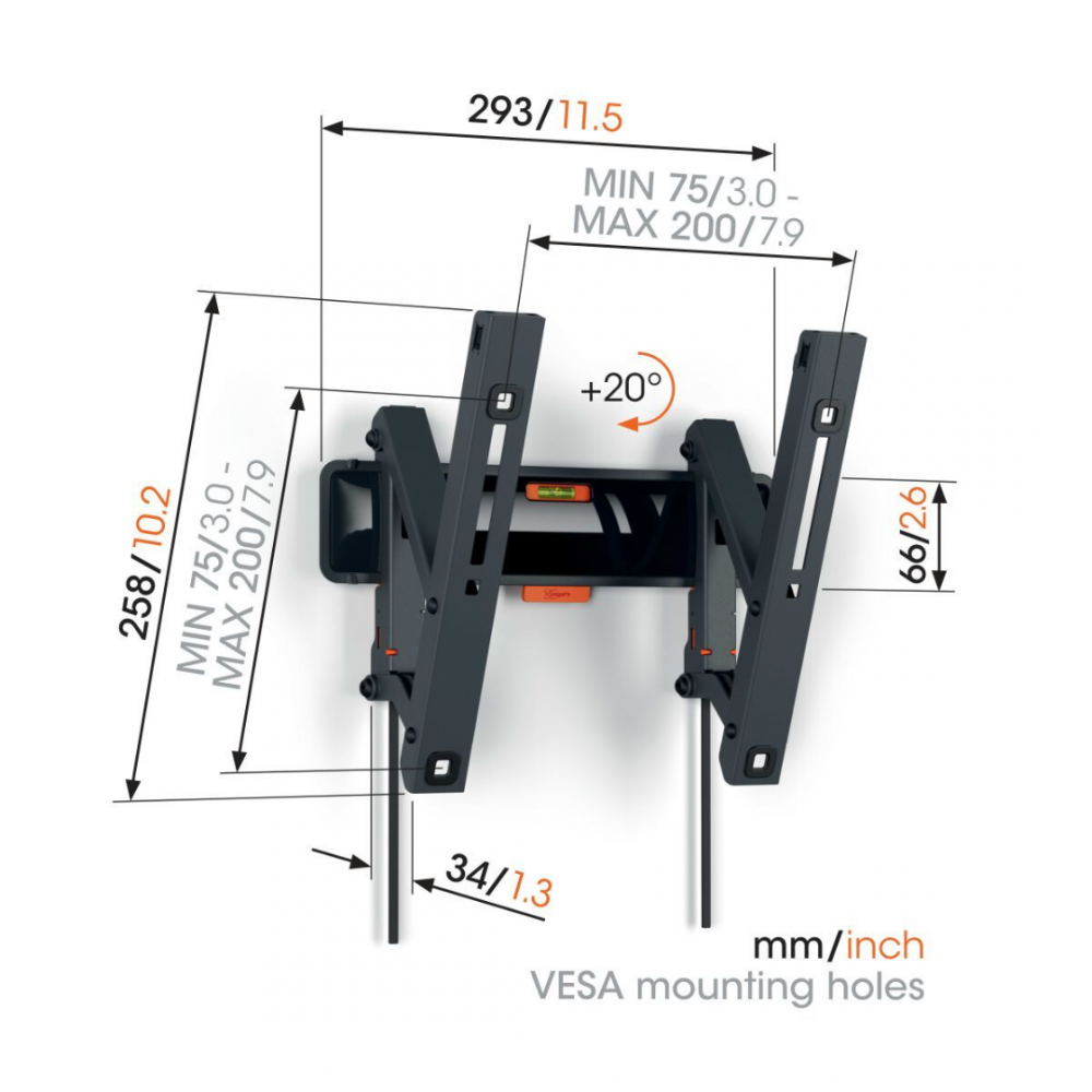 Zidni nosač za TV VOGELS TVM 3213 (19"- 43", nagib do 20, 15kg)-5