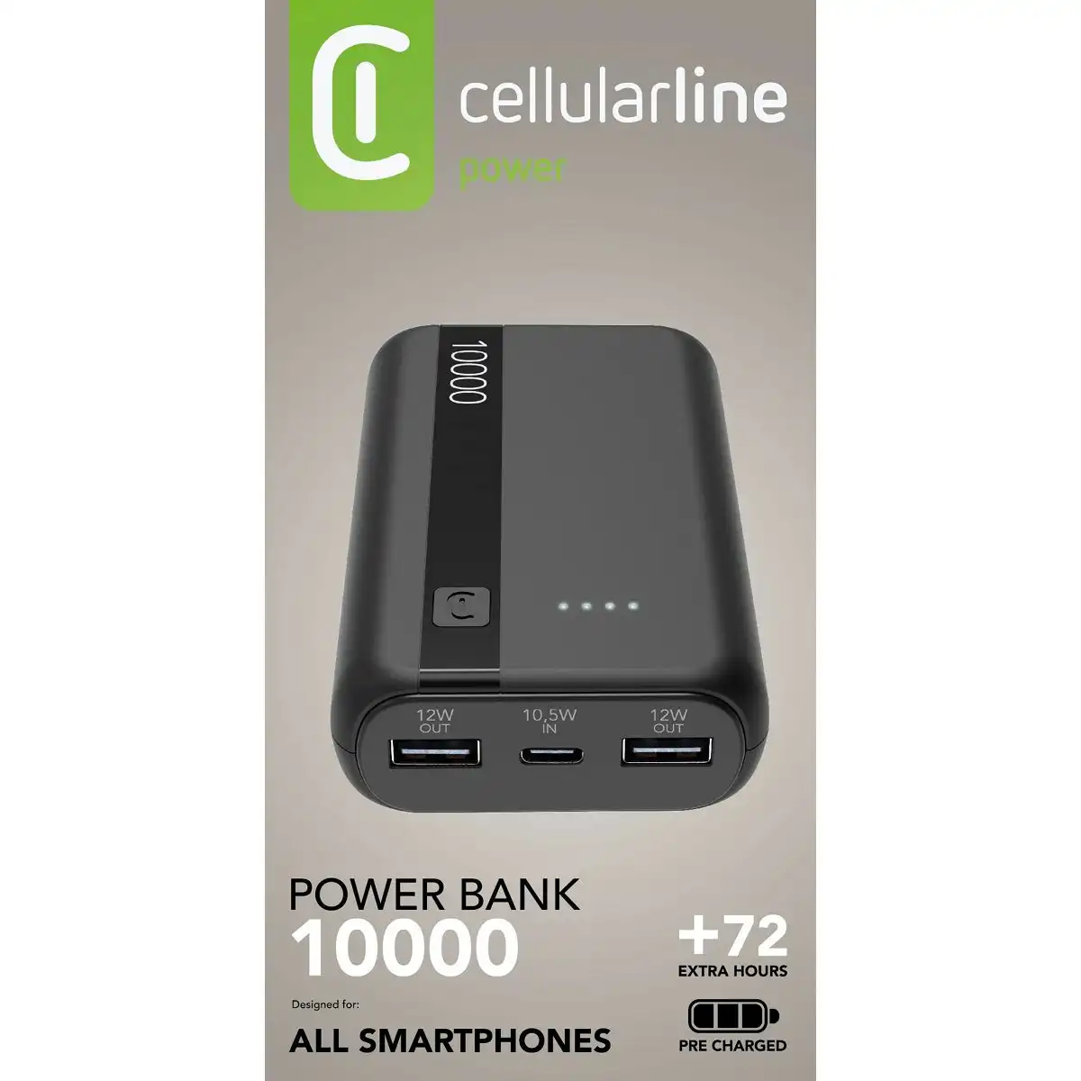 Prijenosna baterija CELLULARLINE Entry (10000 mAh) crna-1