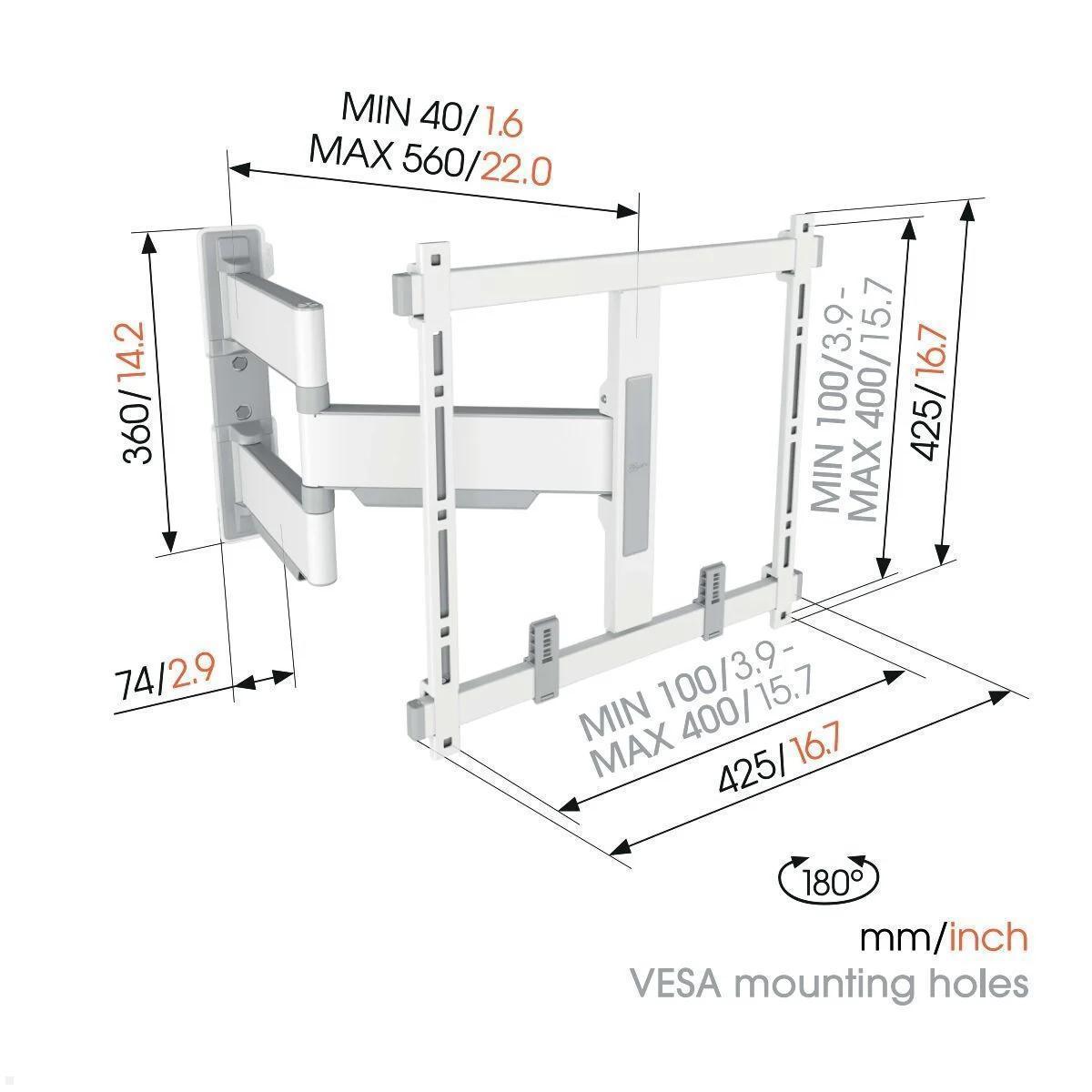 Zidni nosač za TV VOGELS TVM 5445WH ELITE (32"-65", do 35 kg, zakret 180°)-4