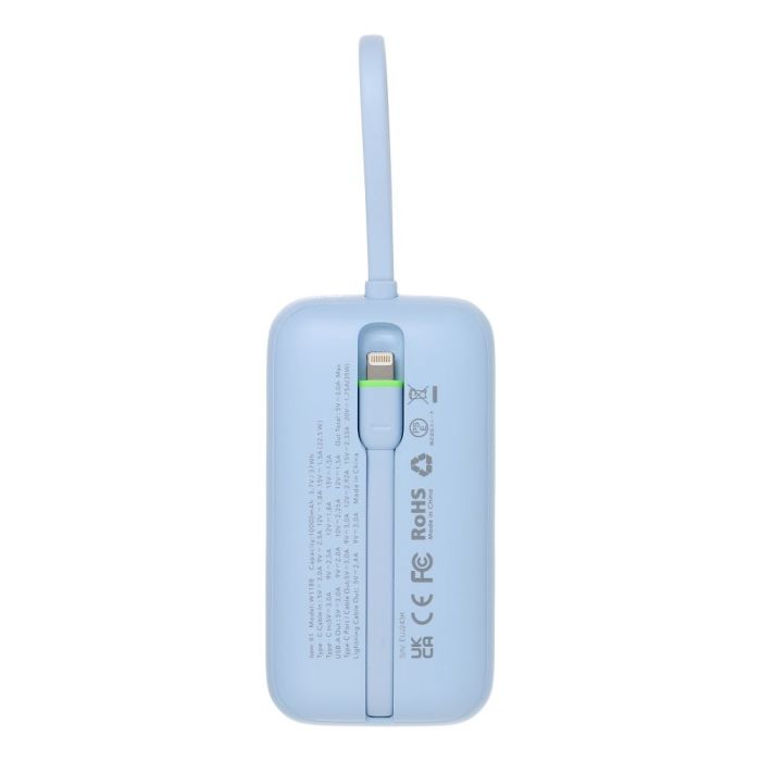 VEGER prenosna baterija z vgrajenimi kabli 10000 mAh, modra-1