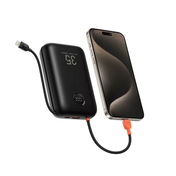 VEGER prenosna baterija z vgrajenimi kabli 30000 mAh, črna-1