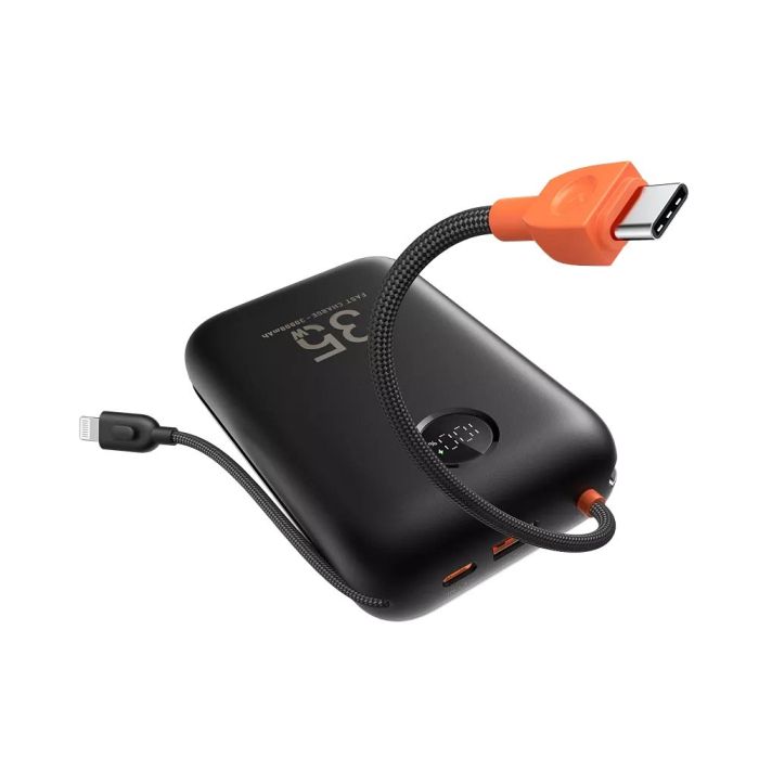 VEGER prenosna baterija z vgrajenimi kabli 30000 mAh, črna-0