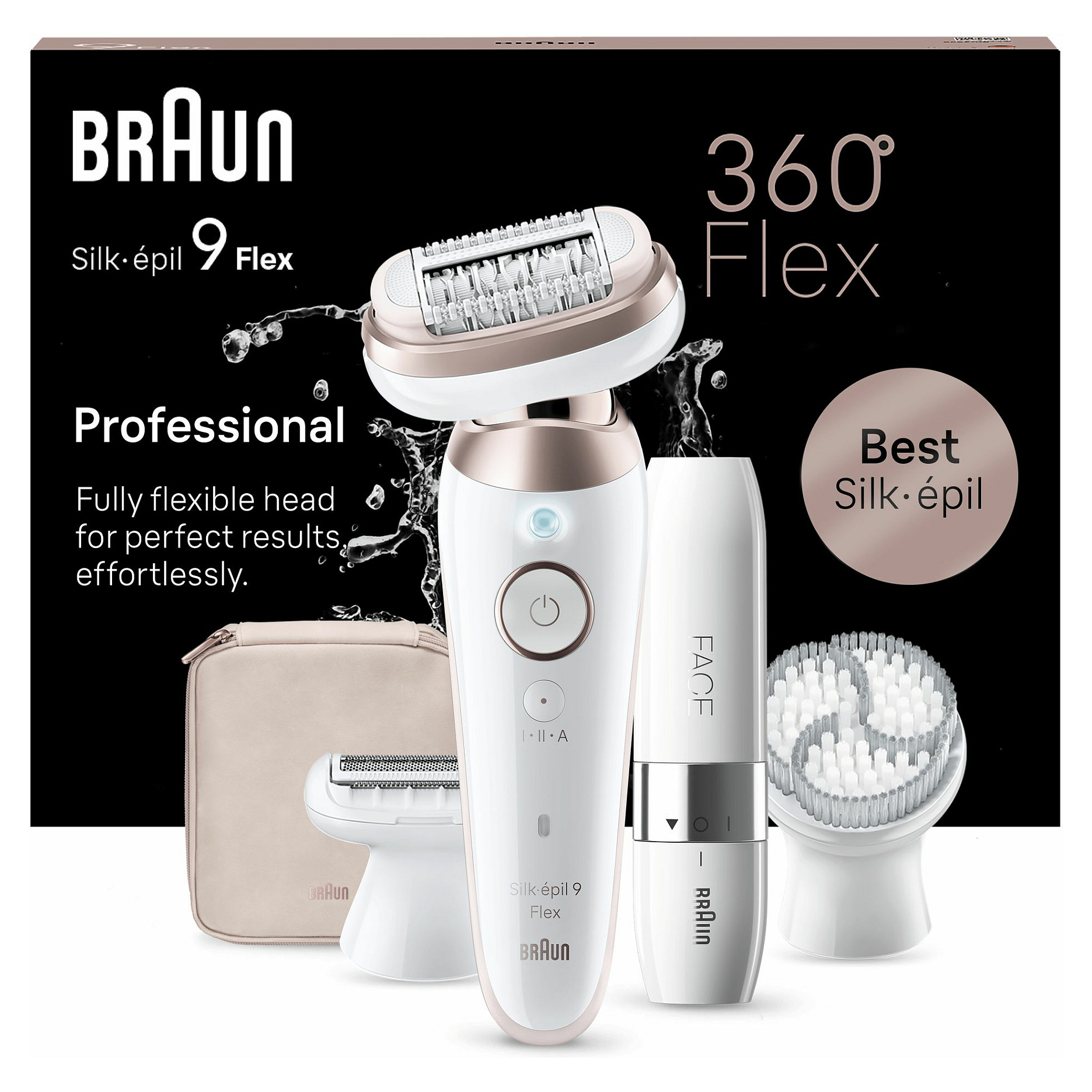 Epilator BRAUN Silk-épil 9 Flex 9-360 (3D, 40 pinceta, bijela, ružičasta)-1