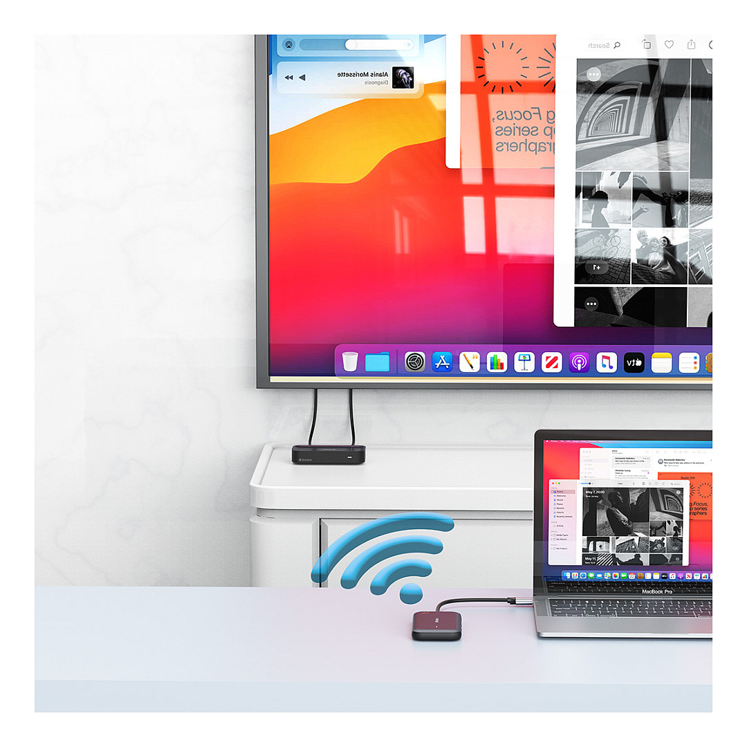 Adapter VERBATIM Share My Screen 1080p USB-C Wireless Display s Hubom WDA-01-1