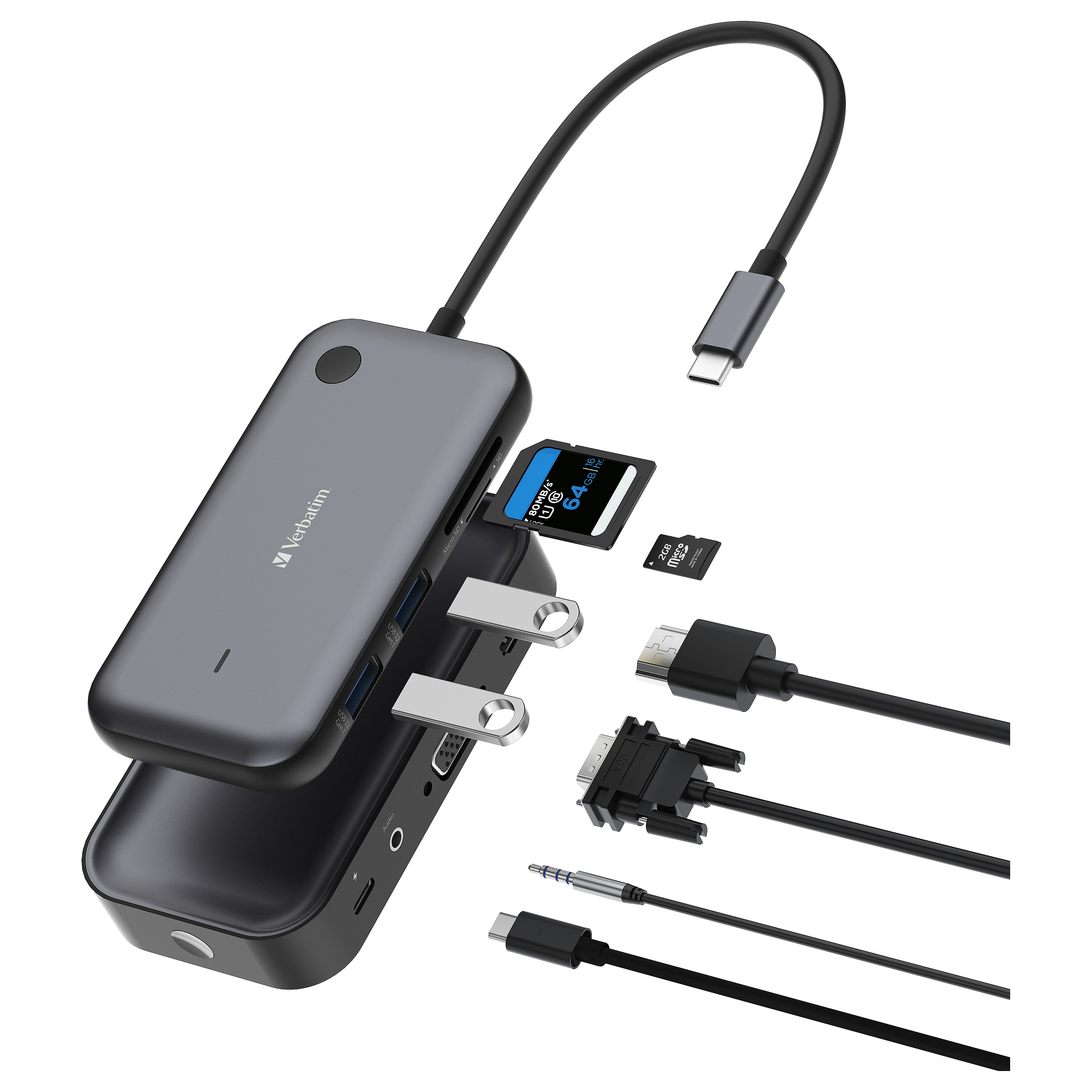 Adapter VERBATIM Share My Screen 1080p USB-C Wireless Display s Hubom WDA-01-2