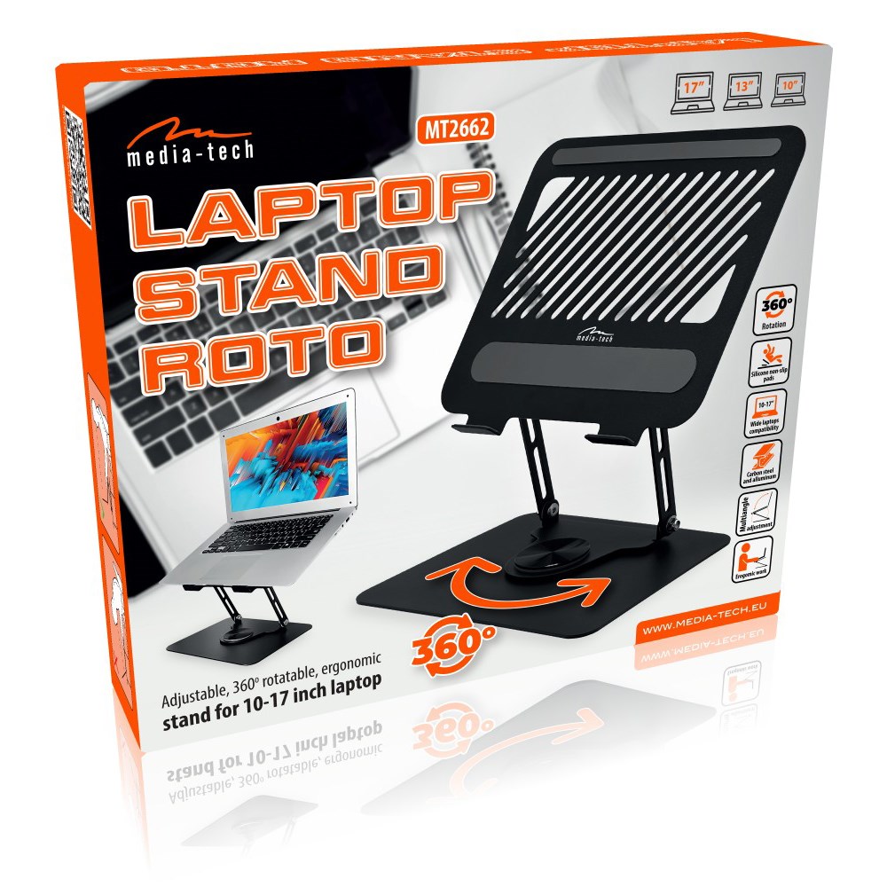 Stalak za laptop MEDIA-TECH ROTO MT2662 (za laptope 10"-17", crni)-11