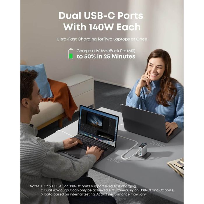 Punjač ANKER 140W Far za laptope, 140W, 3xUSB-C, 1xUSB-A, PD 3.1, kabel USB-C-5
