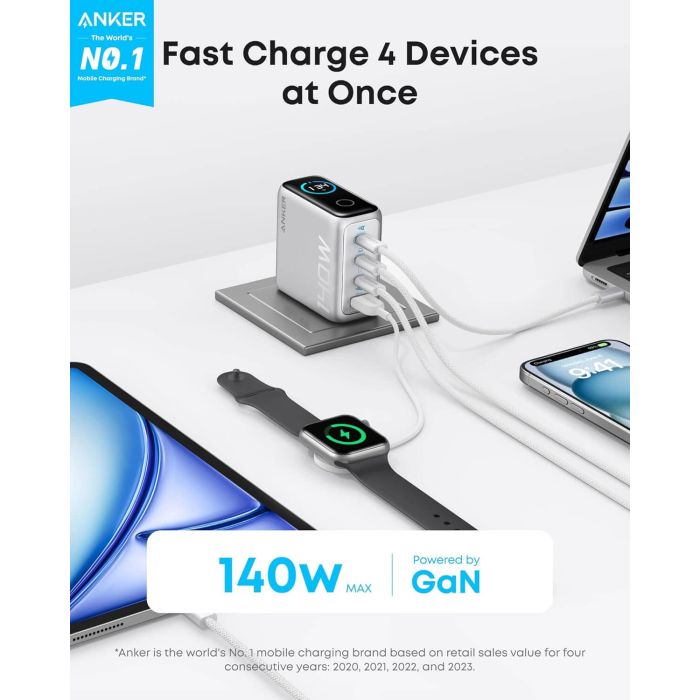 Punjač ANKER 140W Far za laptope, 140W, 3xUSB-C, 1xUSB-A, PD 3.1, kabel USB-C-1