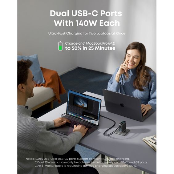 Punjač ANKER 140W Far za laptope, 140W, 3xUSB-C, 1xUSB-A, PD 3.1, kabel USB-C-11