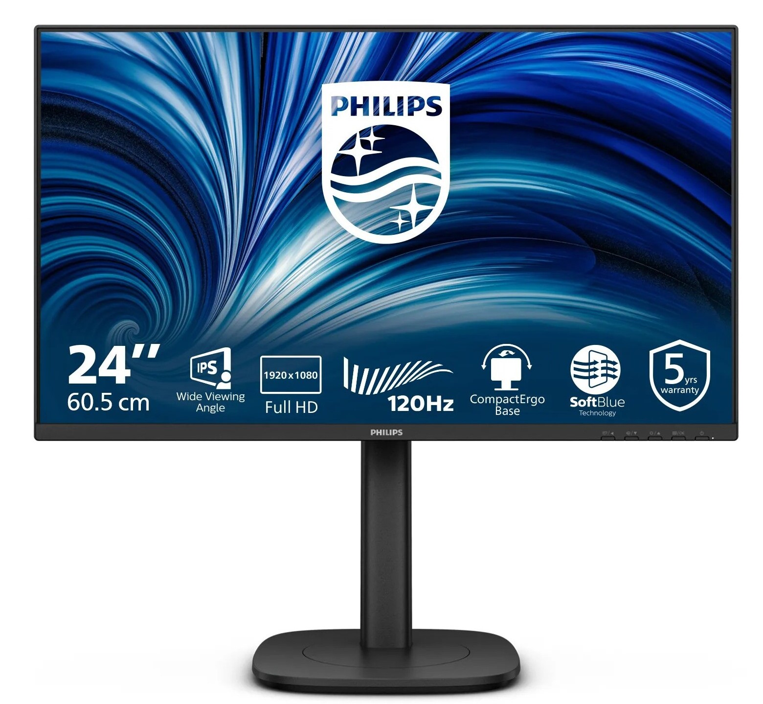 Monitor PHILIPS 24B2N3200J/00 24" FHD (1920x1080) IPS, Pivot, 120Hz, 300 cd/m2, 15001, VGA/HDMI/DP, USB Hub, zvučnici, crni