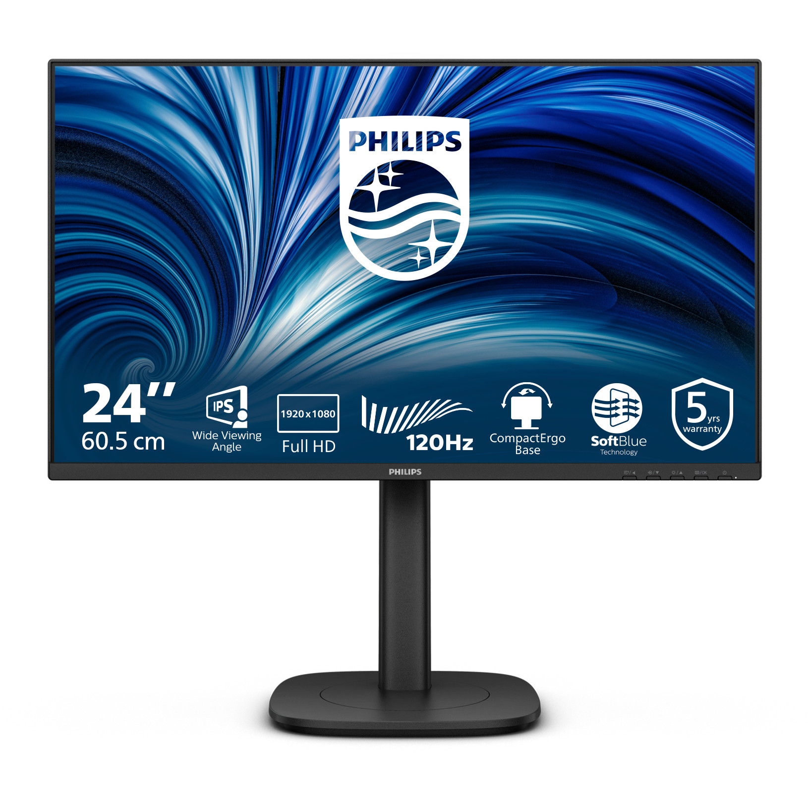 Monitor PHILIPS 24B2N3200J/00 24" FHD (1920x1080) IPS, Pivot, 120Hz, 300 cd/m2, 15001, VGA/HDMI/DP, USB Hub, zvučnici, crni-1