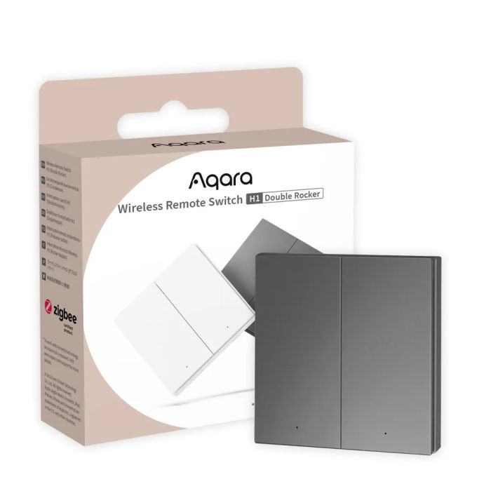 Dvojno bežično stikalo AQARA H1, sivo (Zigbee 3.0, Automatizacija, Do 5 godina trajanja baterije, 7 prilagodljivih akcija, 3 načina instalacije)