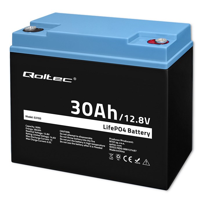 Baterija QOLTEC LiFePO4 12.8V 30Ah 384Wh s BMS sustavom-2