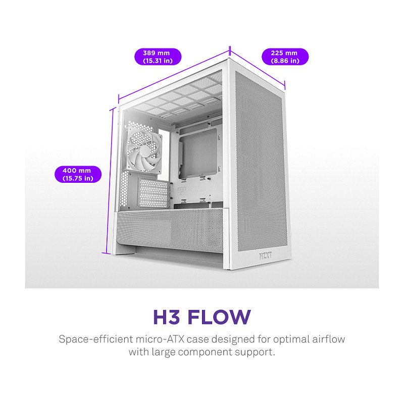 Kućište NZXT H9 H3 Flow Midi Tower bijelo-1