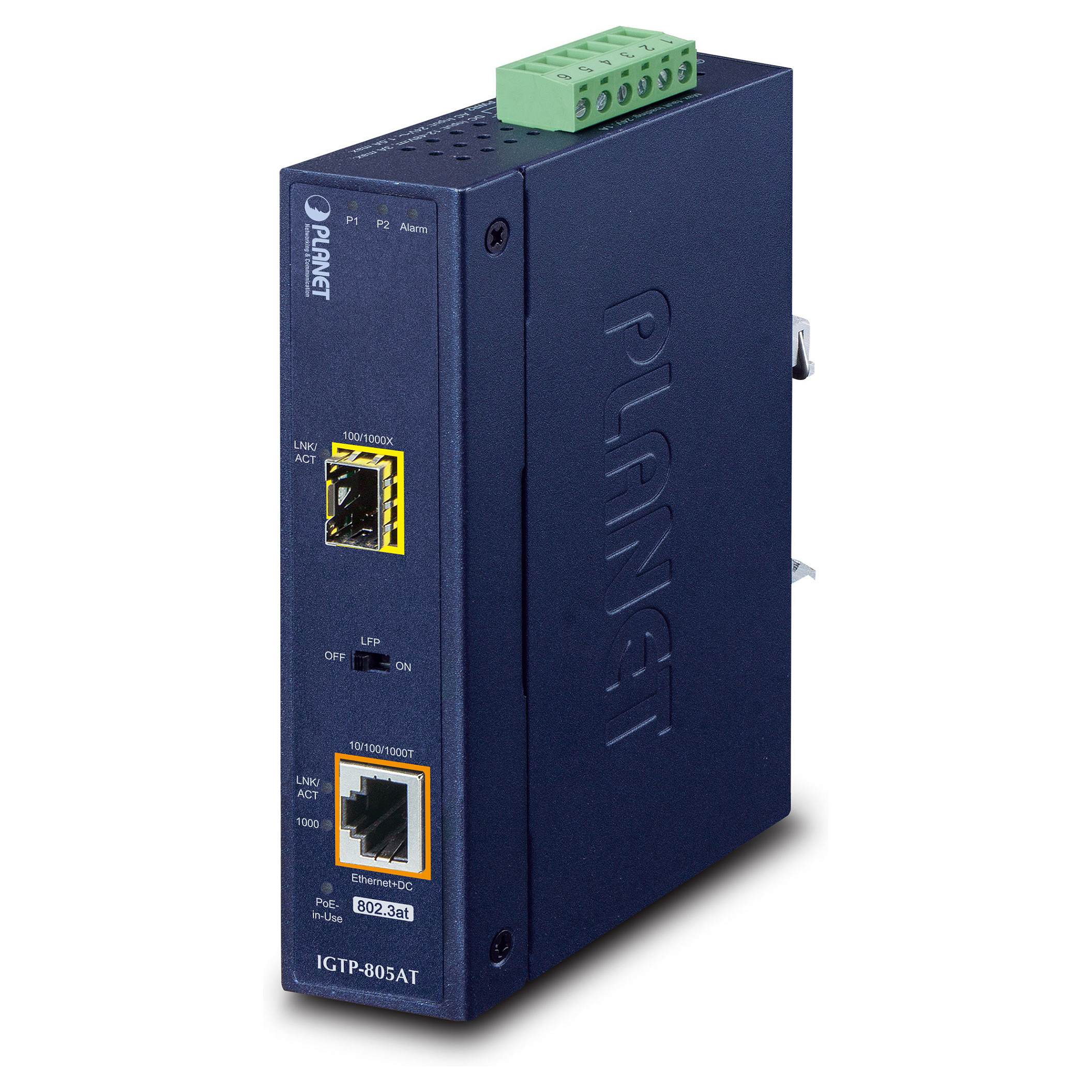 Industrijski PoE+ Media Konverter PLANET IGTP-805AT (Gigabit, 30W)