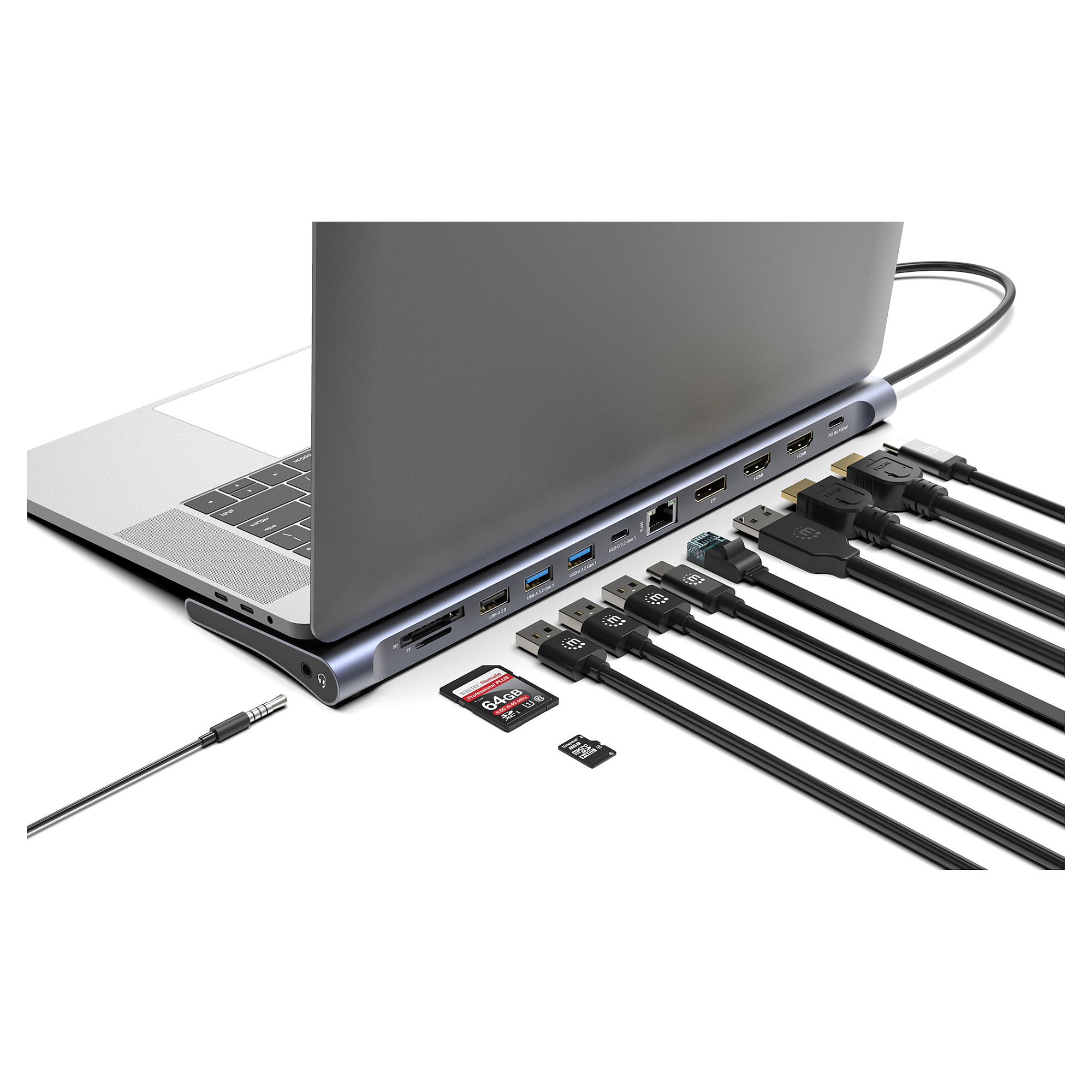 Docking stanica MANHATTAN 2574778 (USB-C, 12-in-1, Triple Monitor, 4K)-7
