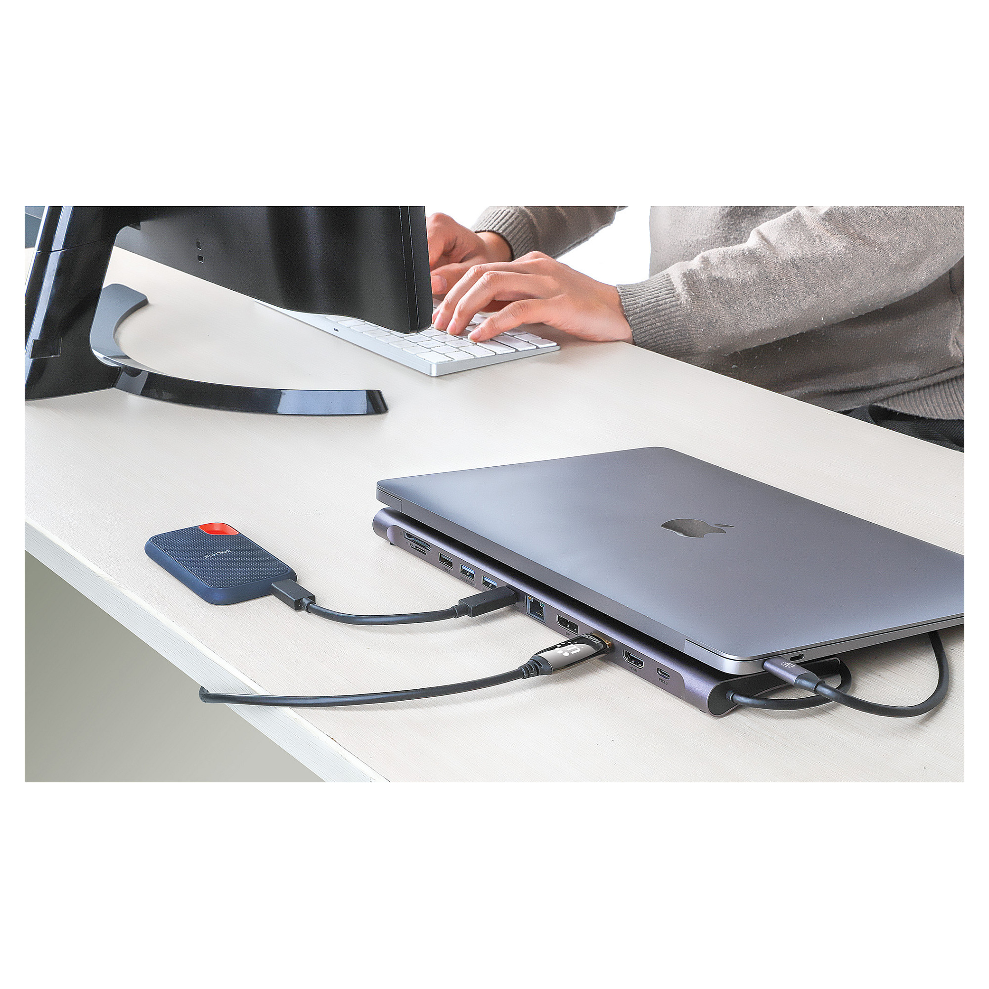 Docking stanica MANHATTAN 2574778 (USB-C, 12-in-1, Triple Monitor, 4K)-10