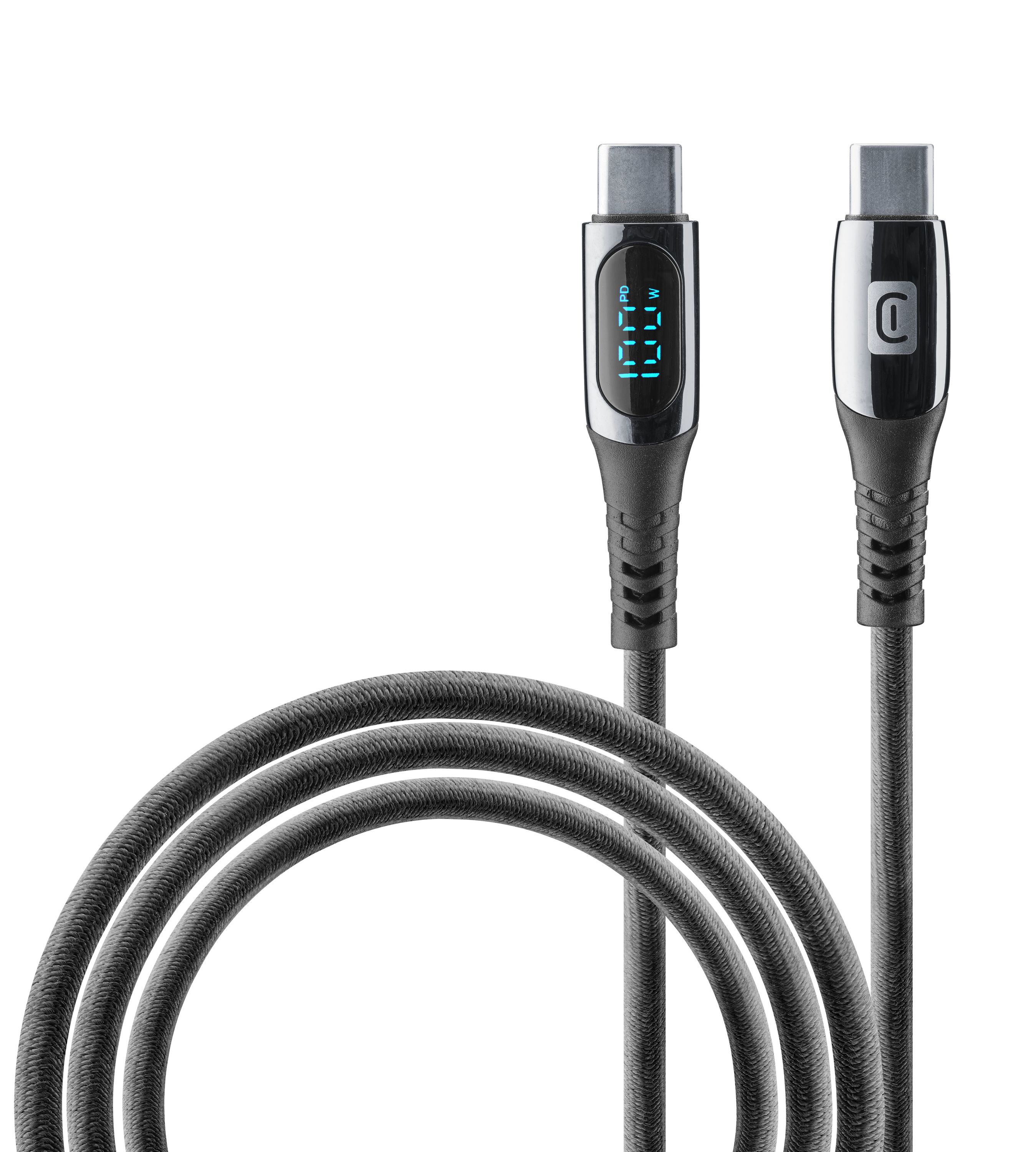 Kabel CELLULARLINE, Display, 5A, 100W, USB-C na USB-C, 200cm, Crni-0