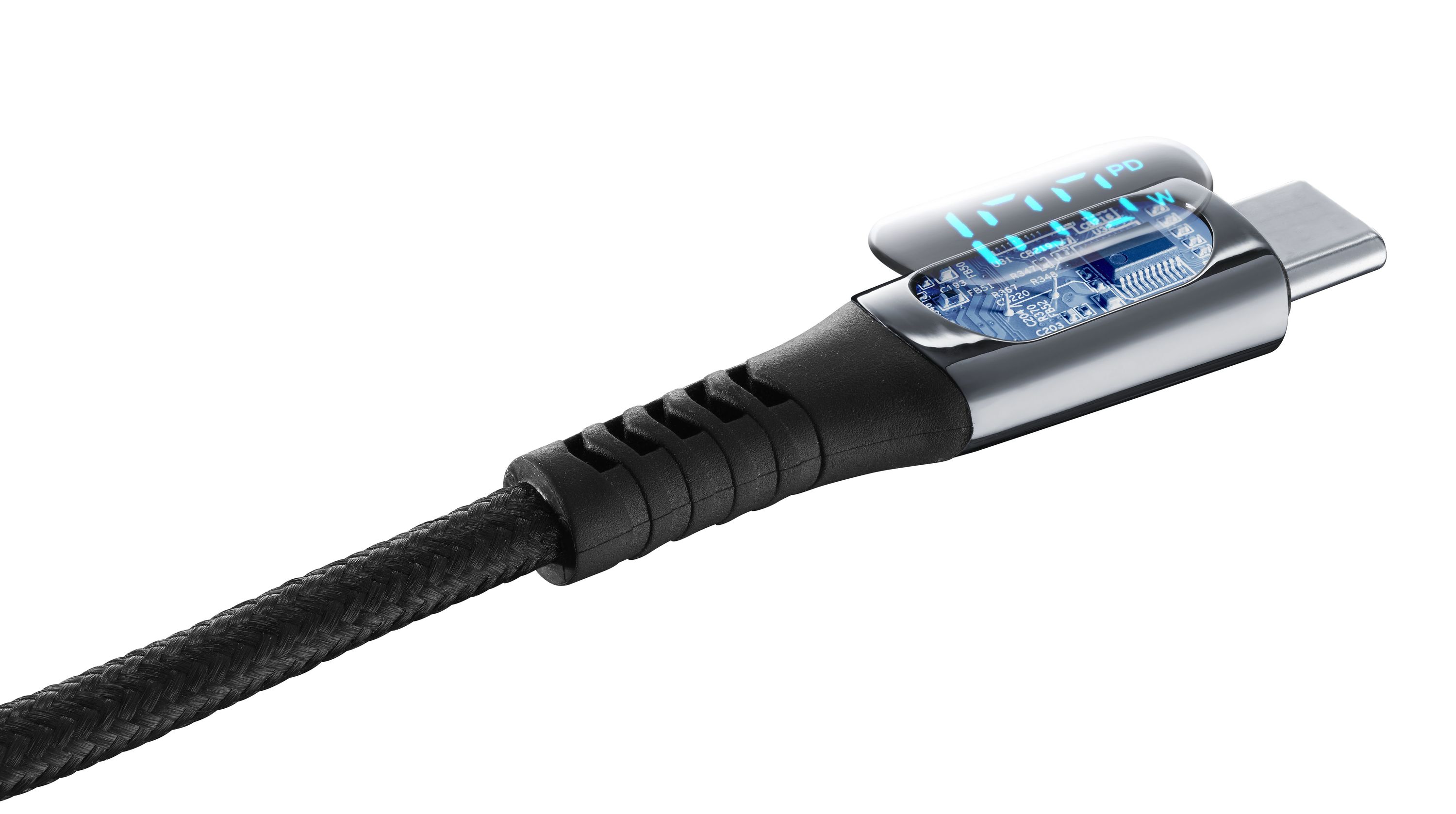 Kabel CELLULARLINE, Display, 5A, 100W, USB-C na USB-C, 200cm, Crni-1