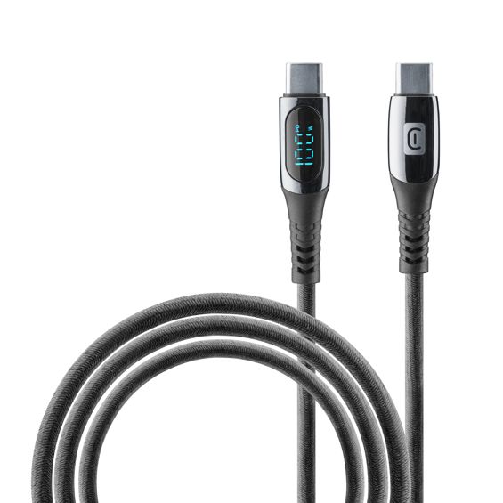 Kabel CELLULARLINE, Display, 5A, 100W, USB-C na USB-C, 200cm, Crni-4