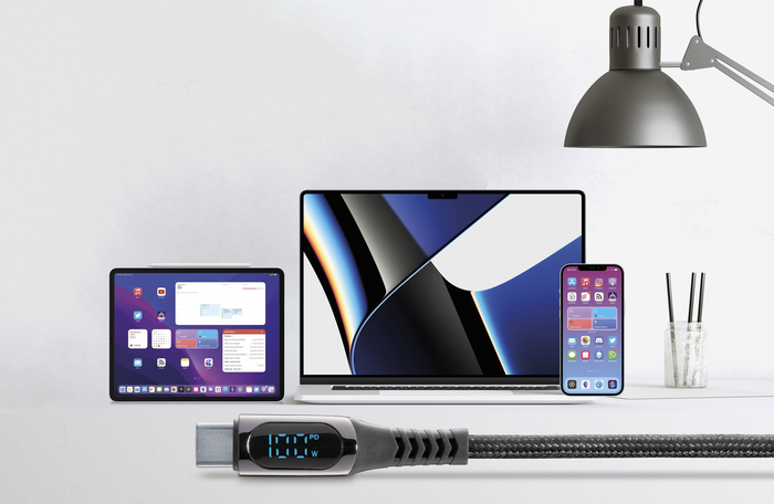 Kabel CELLULARLINE, Display, 5A, 100W, USB-C na USB-C, 200cm, Crni-3