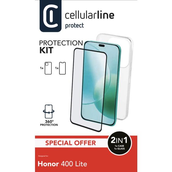 Set CELLULARLINE fine + staklo za HONOR 400 LITE-5