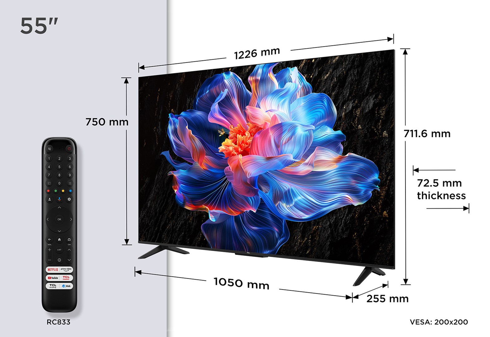 Televizor TCL 55V6C (55", 139cm, 4k uhd, smart tv, metalik)-1