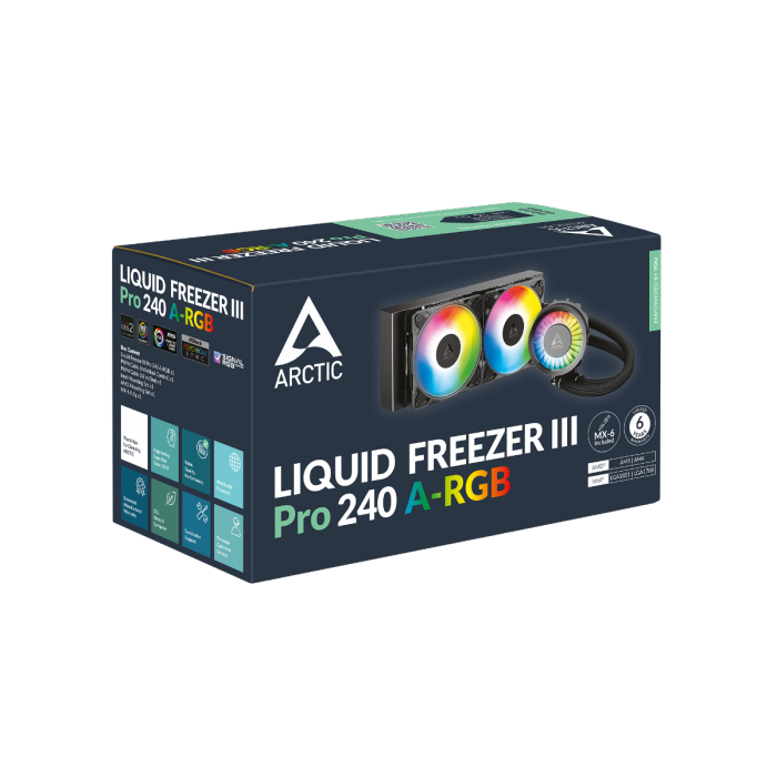 Vodeno hlađenje ARCTIC LIQUID FREEZER III PRO 240mm A-RGB (za INTEL/AMD procesore, 800–2800 vrt/min, 12x A-RGB Gen2 LED diode, 2x P12 Pro A-RGB ventilatora)-4