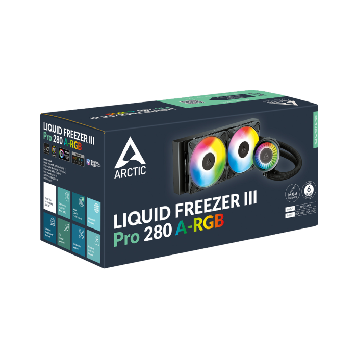 ARCTIC LIQUID FREEZER III PRO 280mm A-RGB vodno hlađenje za INTEL/AMD procesore (bakrena ploča, mikro rezkana rebra, 2x P14 Pro A-RGB ventilator, 400–2500 vrt/min)-6