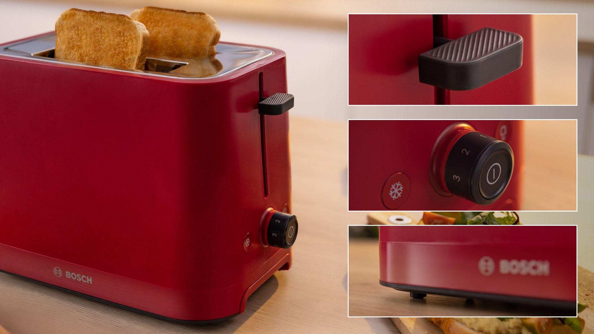 Bosch TAT3M124 toaster 2 slice(s) 950 W Red-1