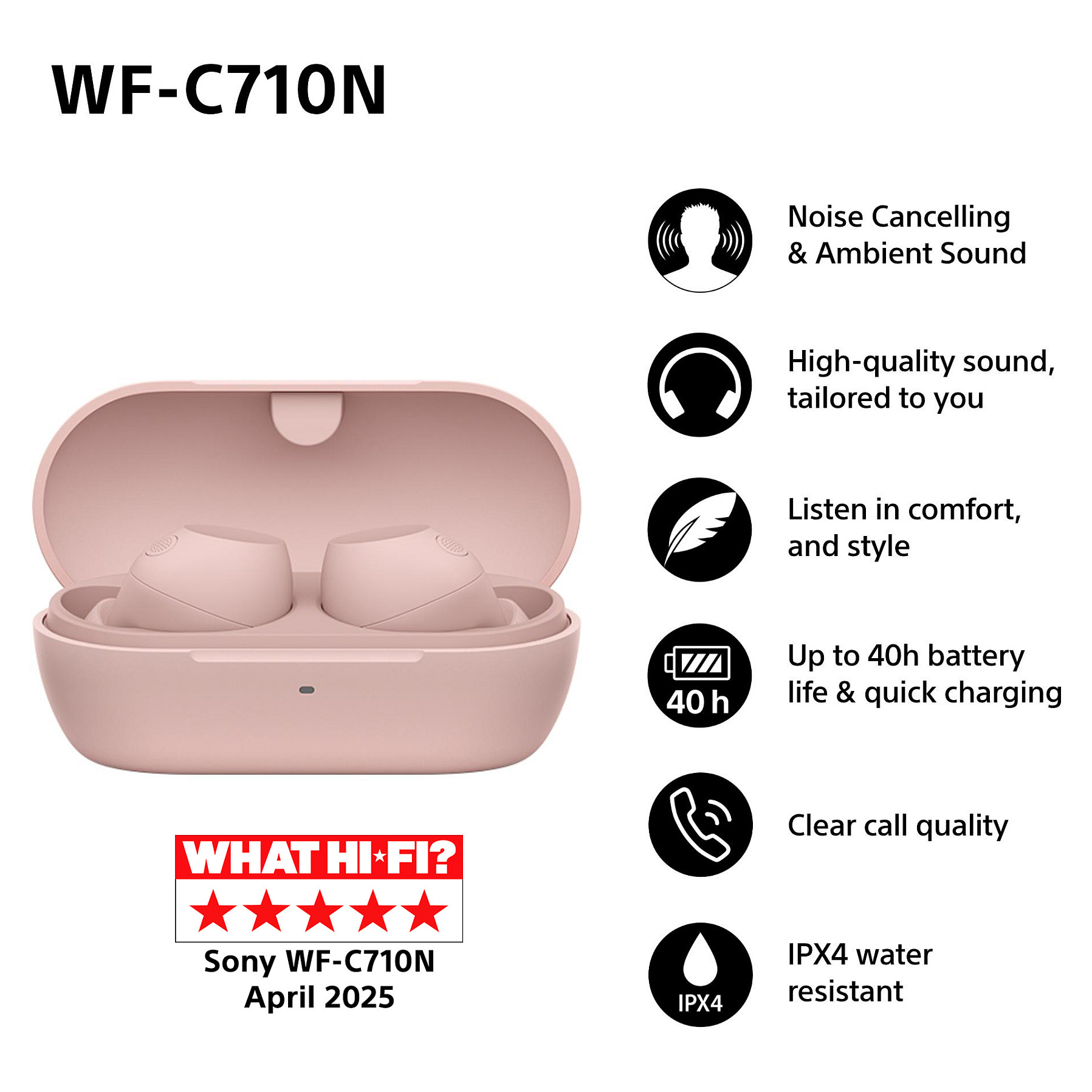 Slušalice SONY WF-C700N Lavender (True Wireless, Noise Cancelling, IPX4, 15h baterije)-3