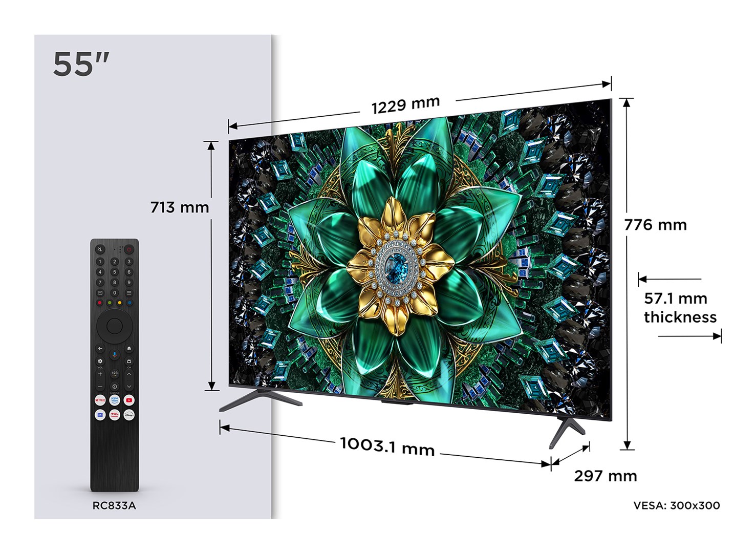 TV TCL Premium QD-MiniLED 55Q6C Google TV (139 cm, 4K UHD, HDR10+, Dolby Atmos, Smart TV)-2