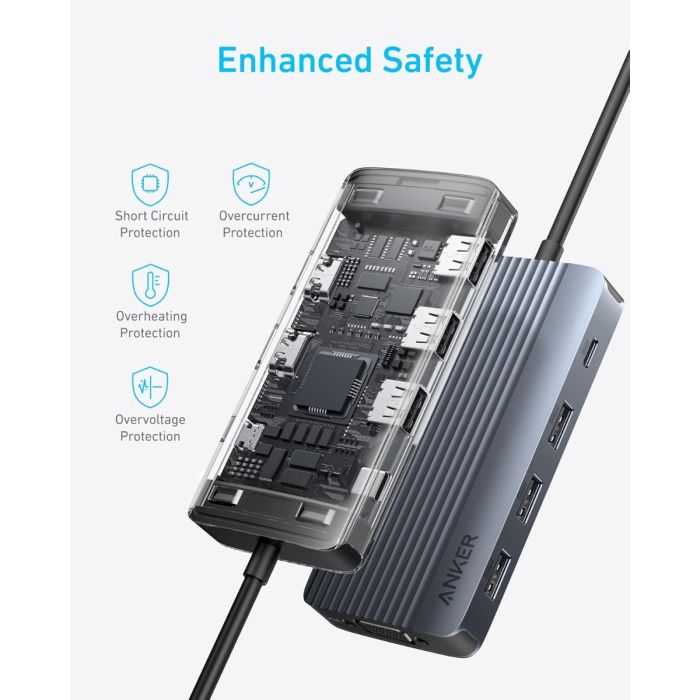 USB-C hub ANKER PowerExpand 8v1 (8 priključaka, 4K Ultra-HD video izlaz, brzi prijenos podataka, napajanje do 85W)-5