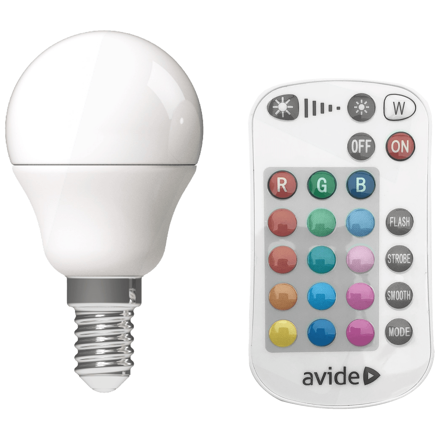 Avide Pametna sijalica, LED 4.9W, E14, RGB+W, 2700K, daljinski - Smart LED Mini Globe 4.9W-1