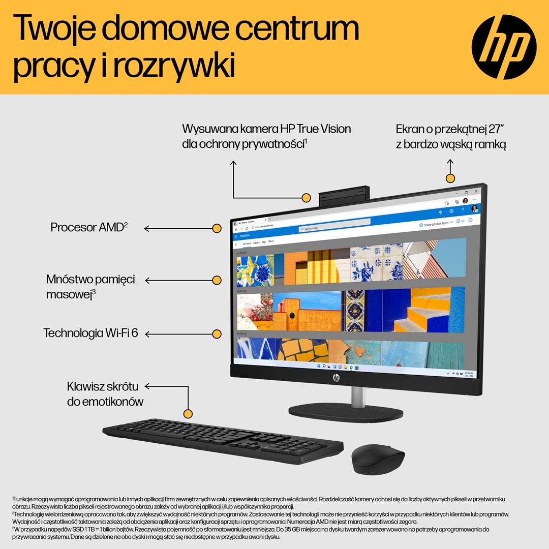 All-in-One računalo HP 27-cr0232nw (27" FHD, Ryzen 5 7520U, 16 GB, 512 GB SSD, Windows 11 Home, non-HR tipkovnica, bijela boja)-4