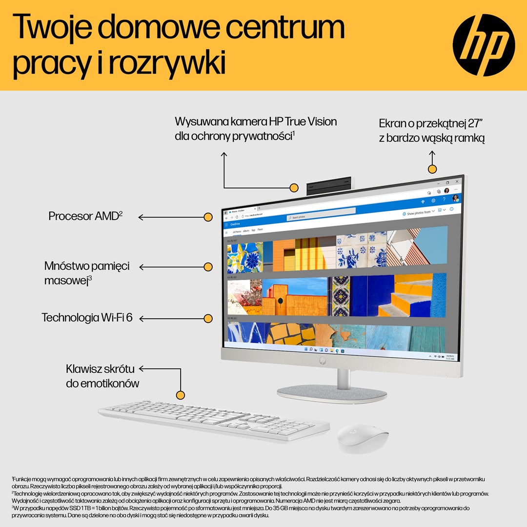 All-in-One računalo HP 27-cr0232nw (27" FHD, Ryzen 5 7520U, 16 GB, 512 GB SSD, Windows 11 Home, non-HR tipkovnica, bijela boja)-5
