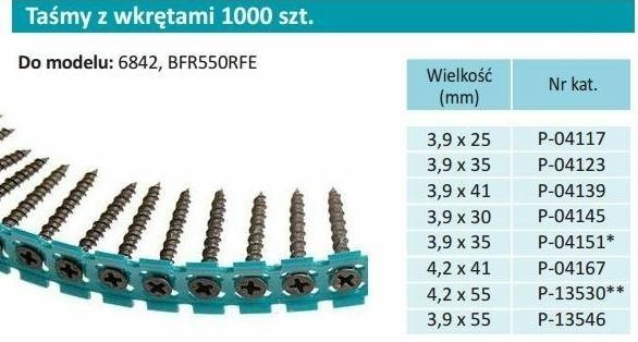 Vijci u redeniku MAKITA F-30913 (3,9 x 25 mm, fini navoj, fosfatirani, 1000 komada)-0