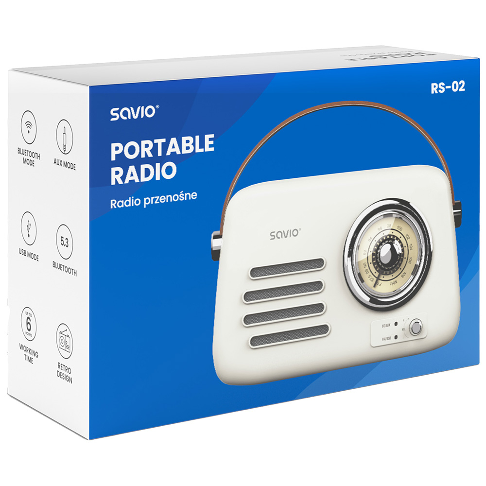 Radio SAVIO RS-02 (prijenosni, bijela boja)-5