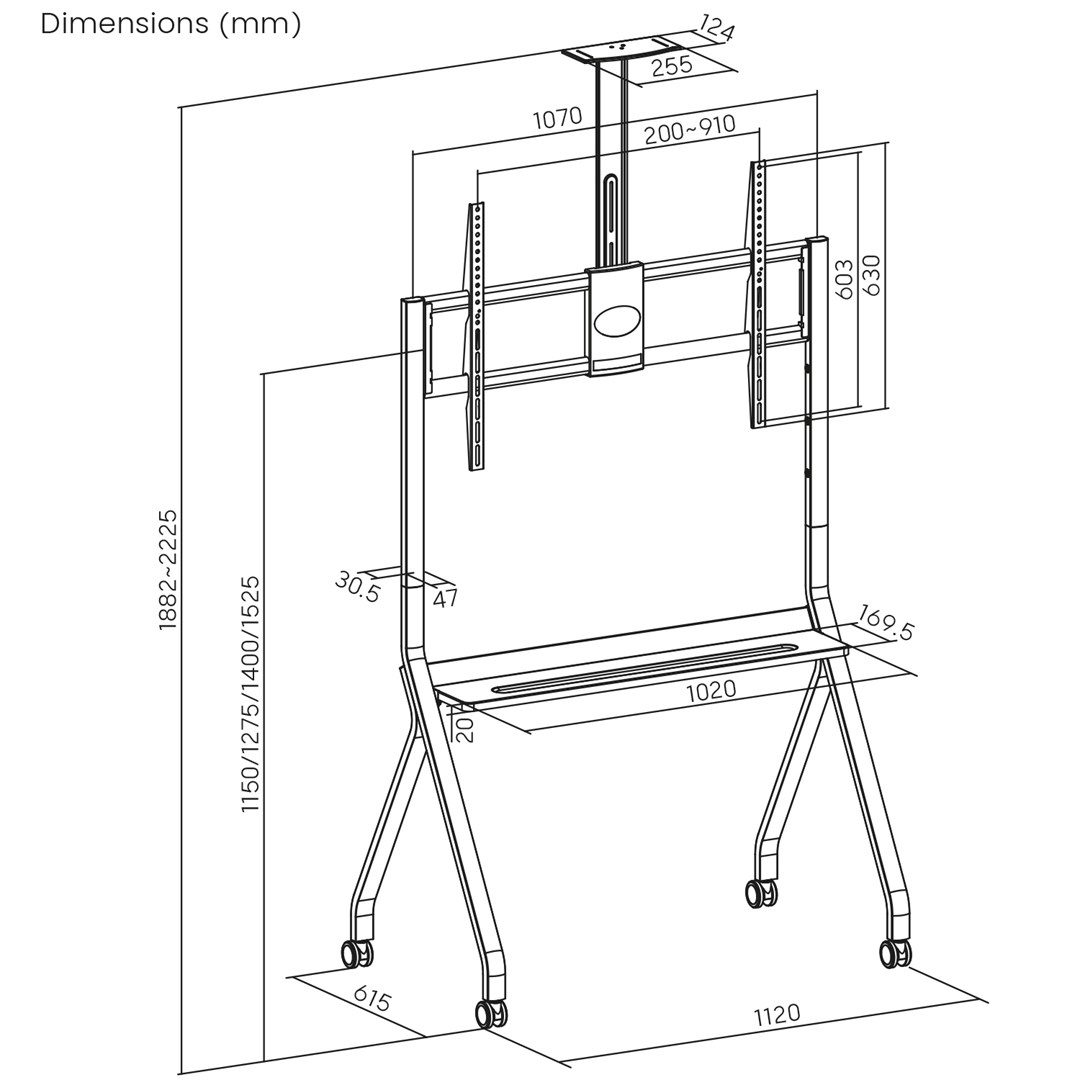 Stalak za TV MACLEAN MC-114 B (55-100", max. opterećenje 120kg, max. VESA 900x600, crna boja)-2