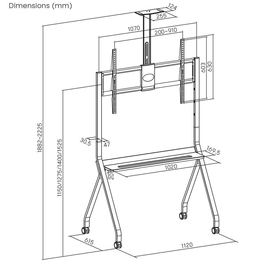 Stalak za TV MACLEAN MC-114 W 55-100" (max. opterećenje 120kg, VESA 900x600, bijela boja)-6