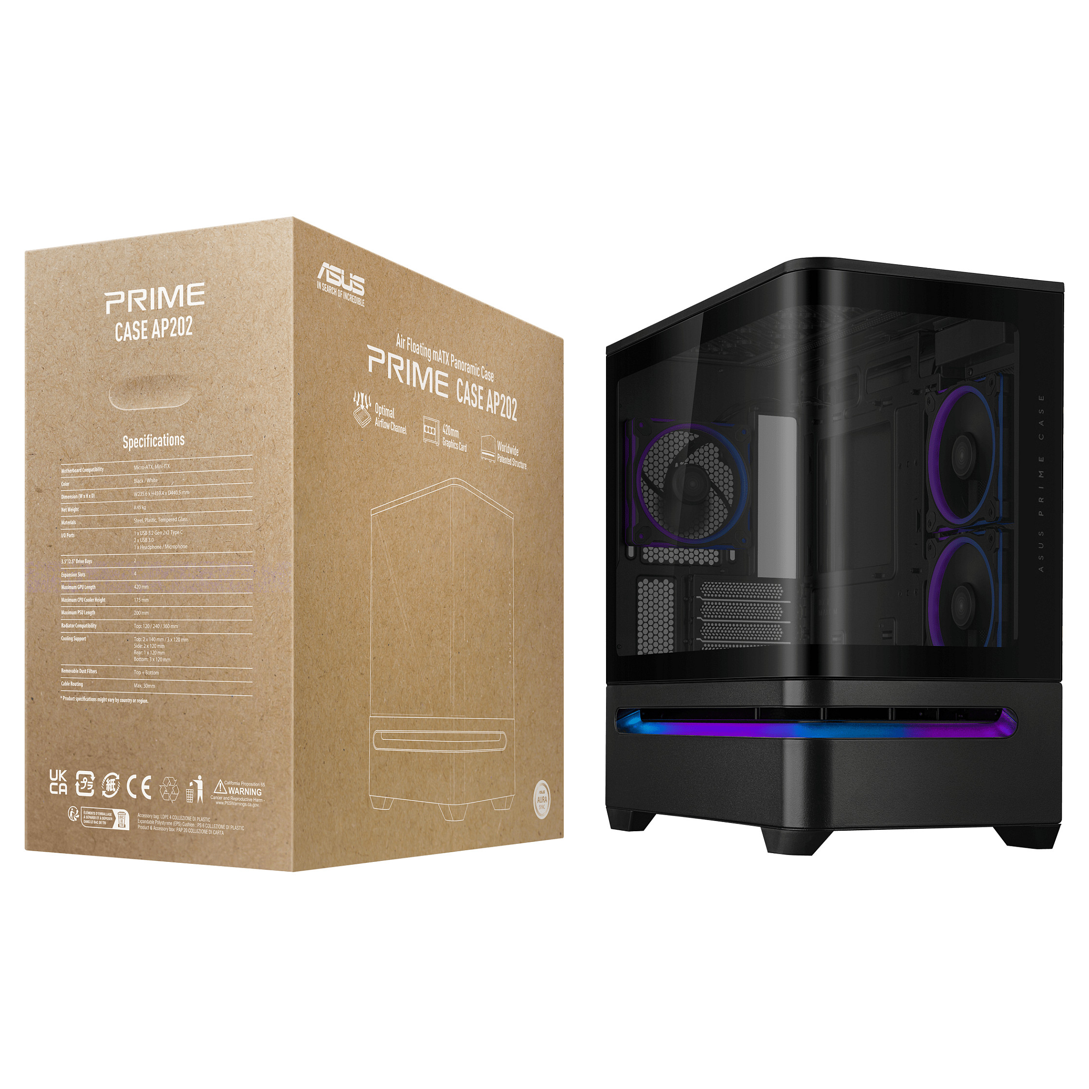 Kućište ASUS PRIME AP202 TG ARGB BLACK (ARGB, crna boja)-12