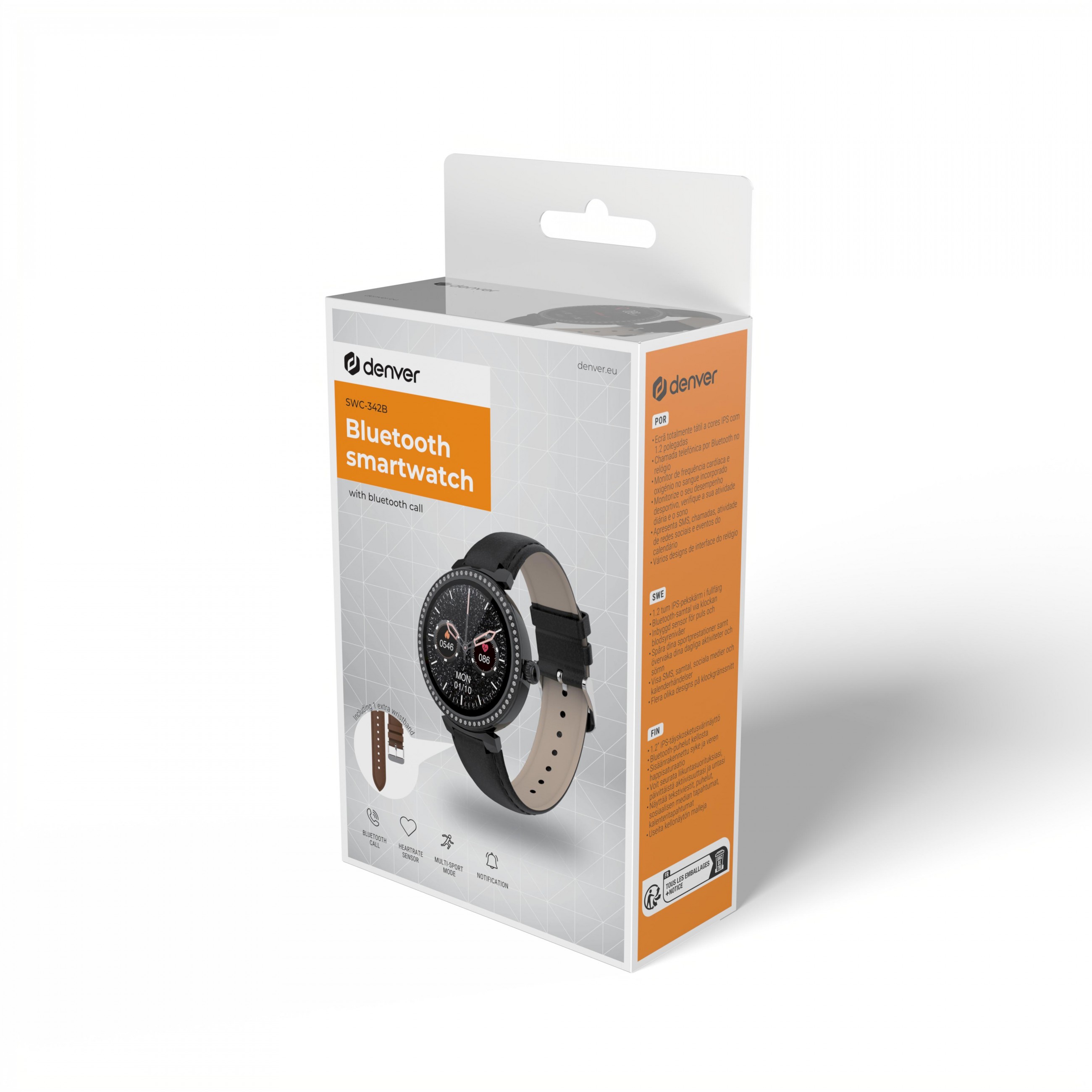 Pametni sat DENVER SWC-342B (1.2", IPS, Bluetooth, senzor otkucaja srca, SpO2, crni)-5
