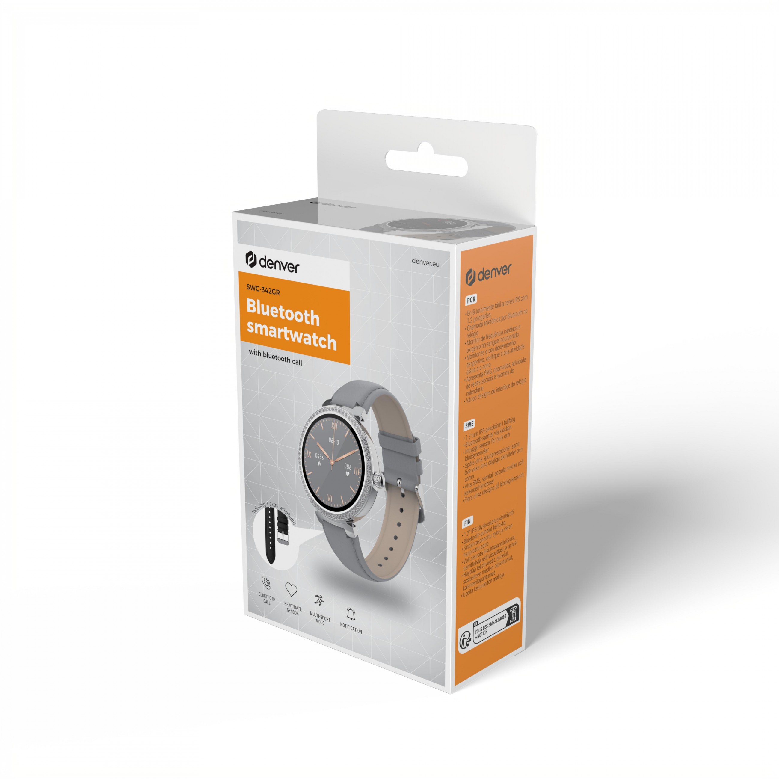 Pametni sat DENVER SWC-342GR (1.2", IPS, Bluetooth, senzor otkucaja srca, SpO2, IP67, sivi)-5
